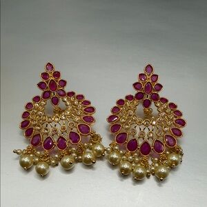 Elegant Gold and Pink Earrings